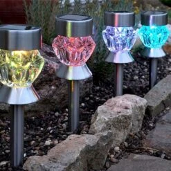 Smart Solar Crystal Glass Solar Stake Light - 4 Pack -Greentide Garden Store 1011214 2