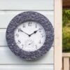 Outside In Stonegate Granite Effect 12'' Clock -Greentide Garden Store 1133585