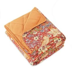 Morris & Co. Strawberry Thief Blanket Burgundy