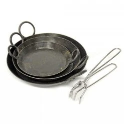 Kadai Set Of 3 Skillets With Tongs