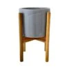 Ivyline Anzio Warm Grey Pot Cover With Wooden Stand -Greentide Garden Store ANZWMGREY