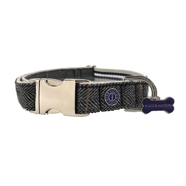 Hugo & Hudson Grey Check Tweed Collar 3 Hugo & Hudson Grey Check Tweed Collar
