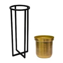 Ivyline Calla Pot Cover Stand Black & Antique Gold (Various Sizes) -Greentide Garden Store IVCELLABLGO 2