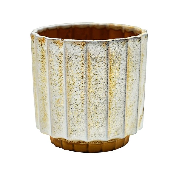 Ivyline Lugano Scalloped Reactive Pot Cover Mustard (Various Sizes) 3 Ivyline Lugano Scalloped Reactive Pot Cover Mustard (Various Sizes)