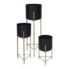 KOOPMAN Black & Gold Plant Pot Cover Stand (Various Sizes) -Greentide Garden Store PLNSTDBKG