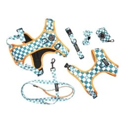 Pawsome Paws Boutique Teal Checkered Adjustable Harness (Various Sizes) -Greentide Garden Store PPTECAHA 3