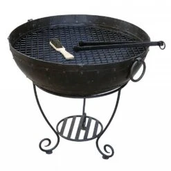 Recycled Kadai Firebowl With High & Low Stand -Greentide Garden Store XM062 2