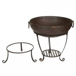 Recycled Kadai Firebowl With High & Low Stand -Greentide Garden Store XM062 5